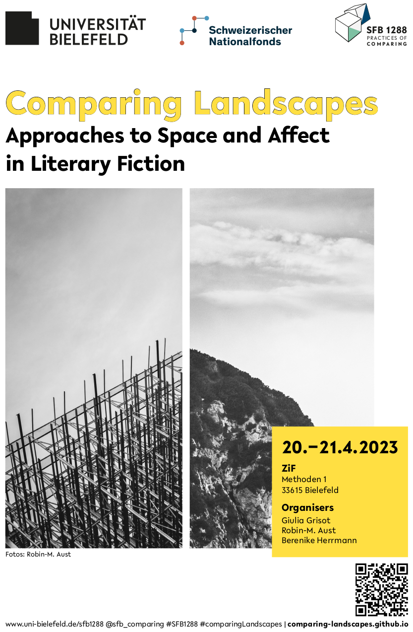 Conference poster "Comparing Landscapes: Approaches to Space and Affect in Literary Fiction" Bielefeld 2023